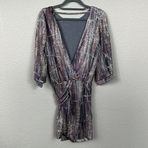 NWT BA&SH Salina Lady Metallic Silver Gray Open Back Party Dress Sz XS - Picture 7 of 15